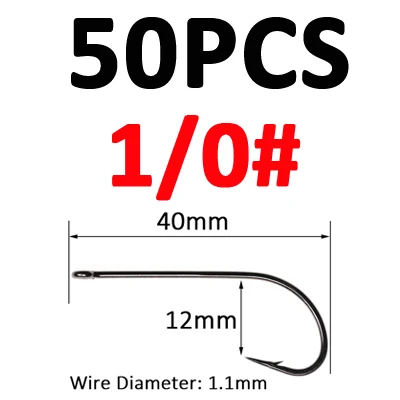 50pcs Size 1I0 ICERIO 50 шт. крючок для завязывания летучей мыши 2XL Стандартный Крючок для волос с оленем для небольших узоров щуки и баса и больших креветок для морской воды - Цвет: 50pcs Size 1I0