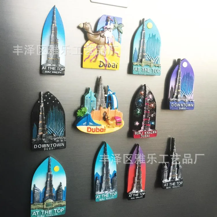 Всемирно яркие туристические декоративные магниты Burj Khalifa Dubai из верблюжьей