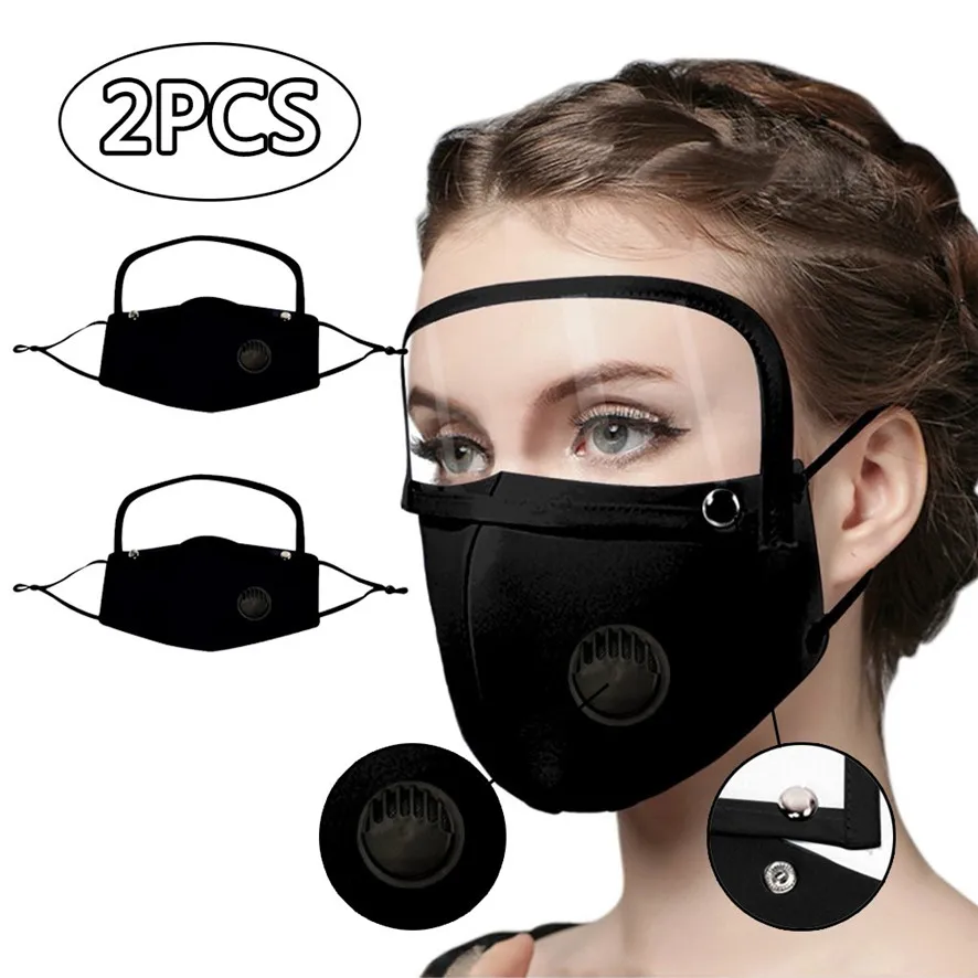 2PCS Adult Reusable Protect Transparent Mask Breather Valve and Detachable Eyes Shield Faces Shields Screen Spare Visors | Спорт и