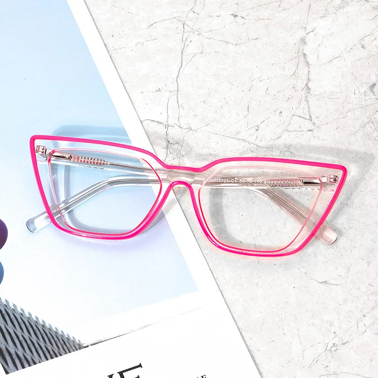 

80521 Luxury Acetate Glasses Frame Women Optical Fashion Computer Eyeglasses