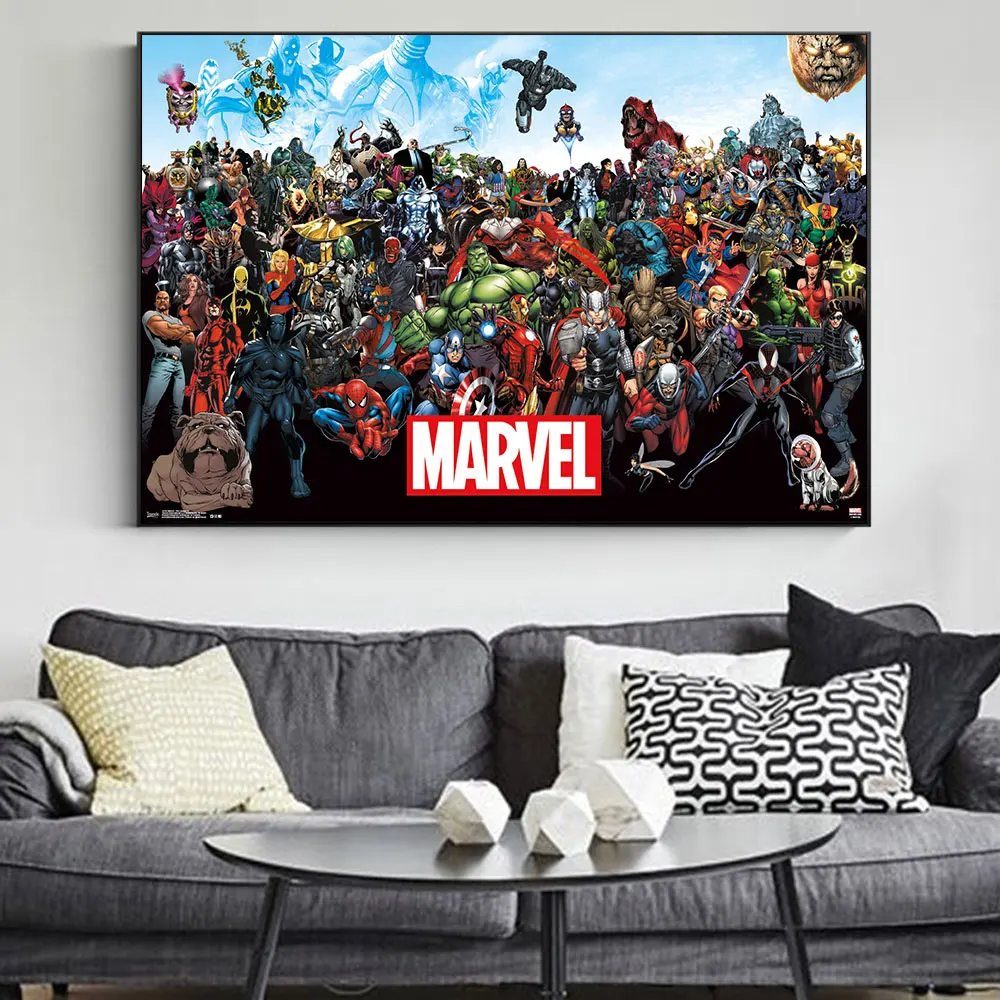 

Avengers Superhero Big Collection Marvel Comics Captain America Hulk Print HD Living Room Wall Art Canvas Painting Bedroom Mural