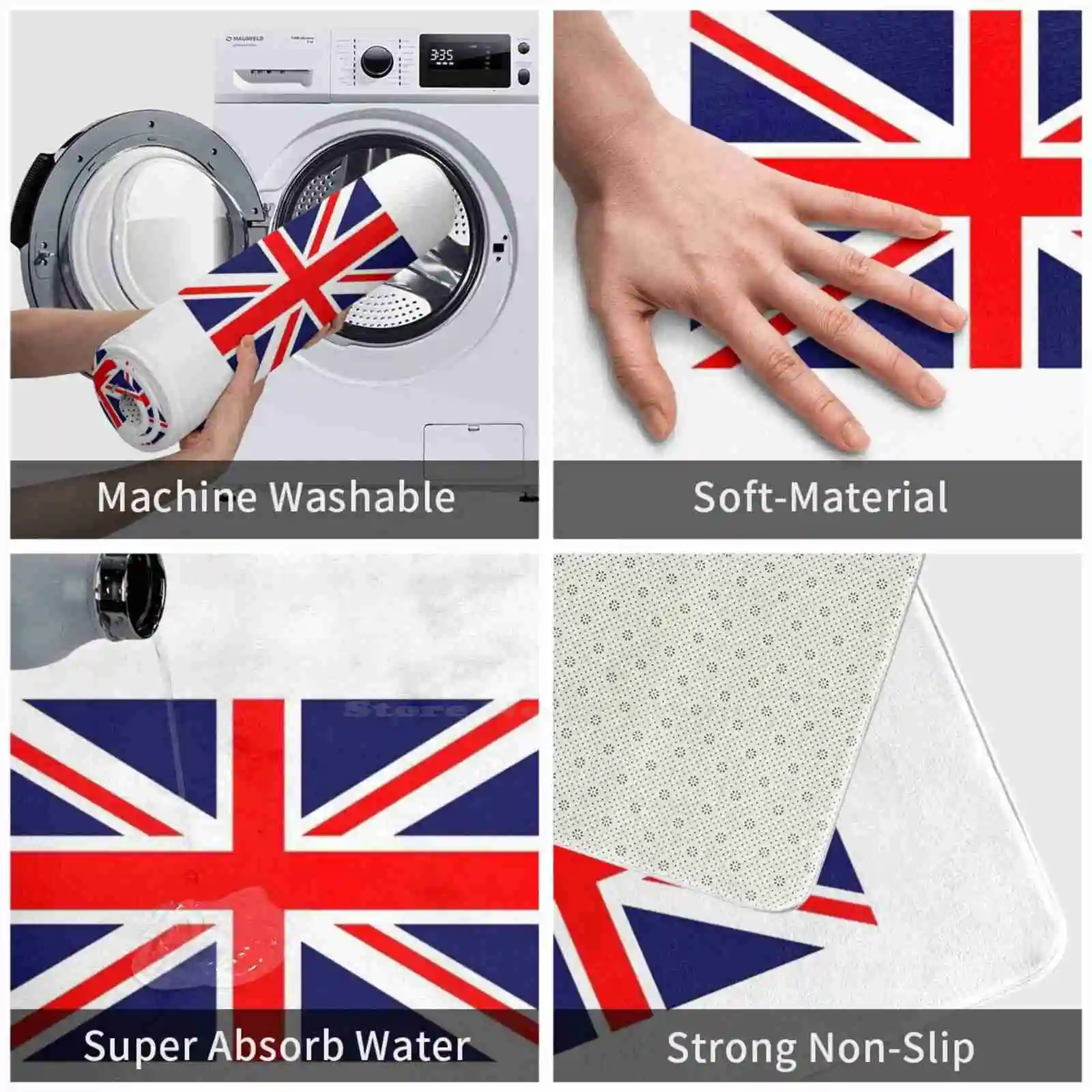 Мягкий Нескользящий 3D коврик Union Jack для ног флаг Великобритании Британского