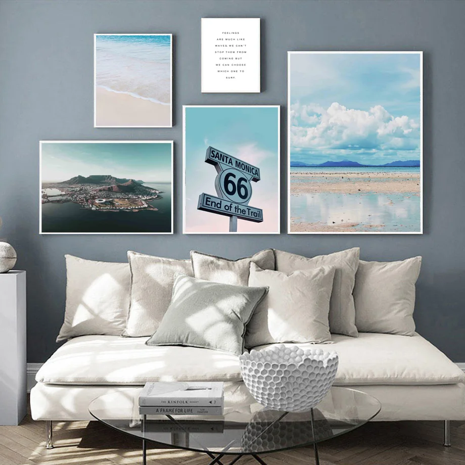 

Beach Cloud Mountain Sea Signage Quote Wall Art Canvas Painting Nordic Posters And Prints Wall Pictures For Living Room Decor