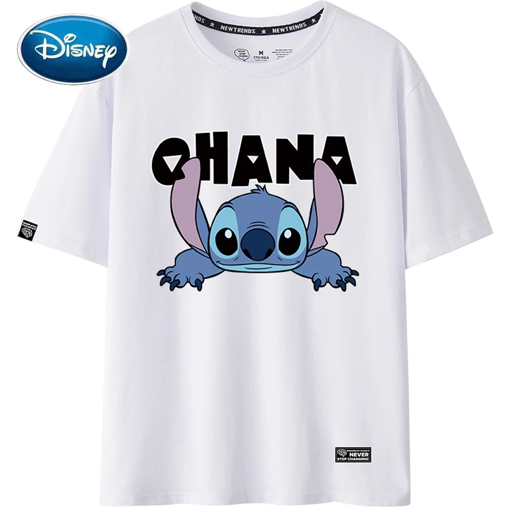 

Disney Chic Fashion Stitch Little Monster Letter Cartoon Print Cute Women T-Shirt Unisex Couples Cotton Loose Tee Tops 7 Colors