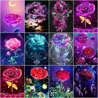 chenistory frameless painting by numbers color rose on canvas pictures by numbers flower home decoration diy minimalism style