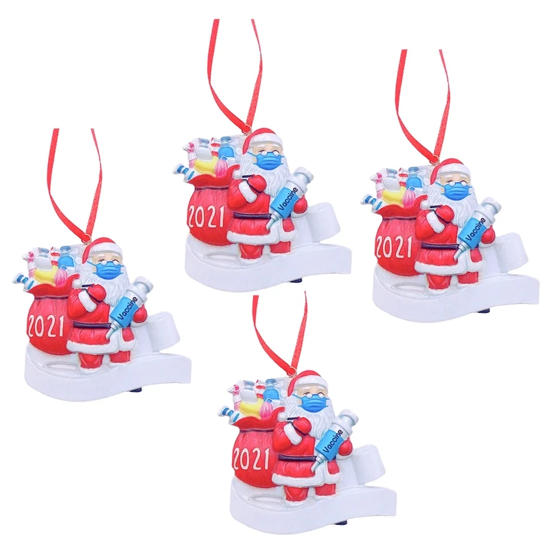 

2021 Christmas Ornament Santa Claus Decorate Xmas Tree Hanging Pendant Set of 4 Snowman Pendant