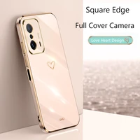 square plating love heart phone case for xiaomi mi 11 lite 11t pro mi11t mi11 lite glitter camera protective xiomi back cover