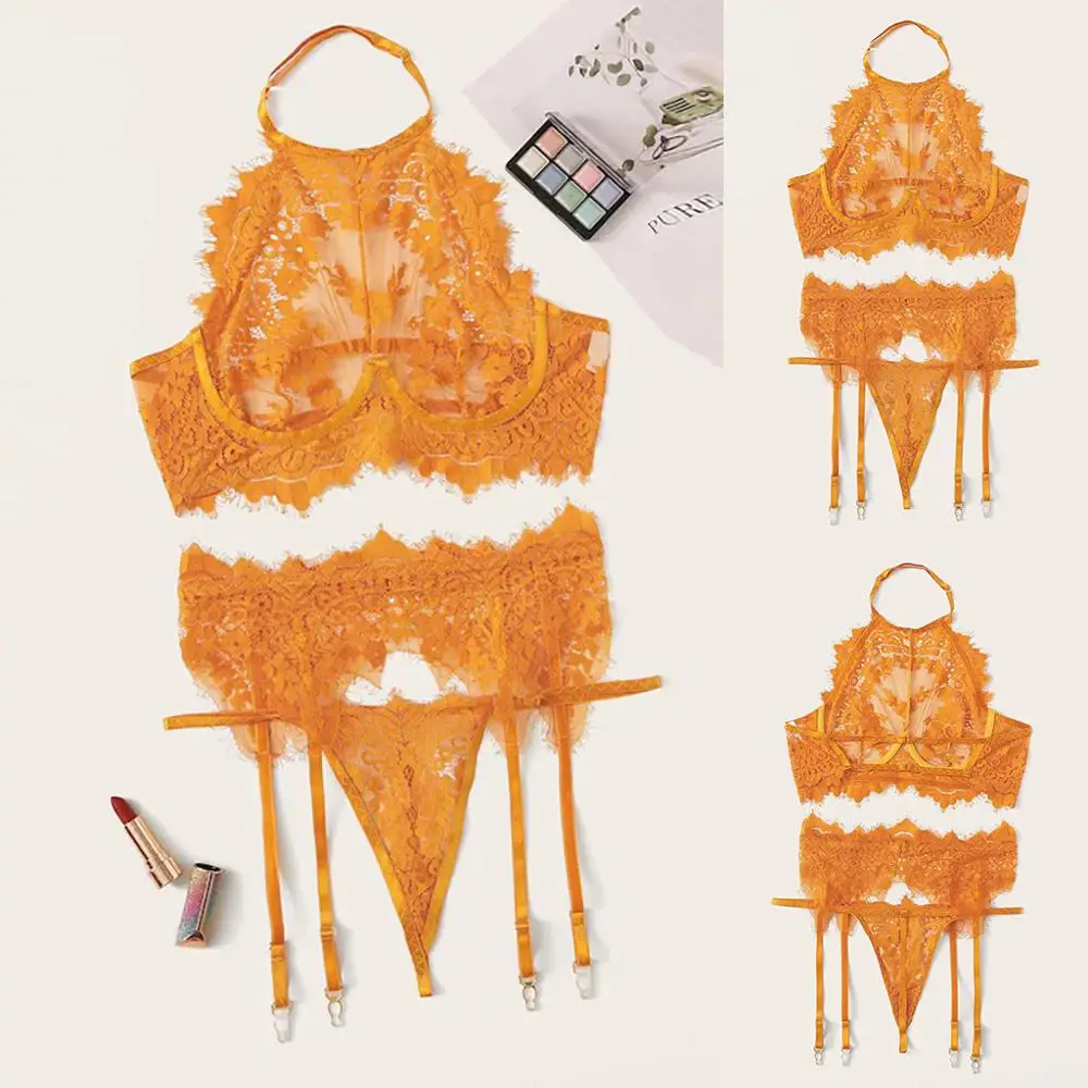 Женский сексуальный кружевной комплект нижнего белья модный однотонный