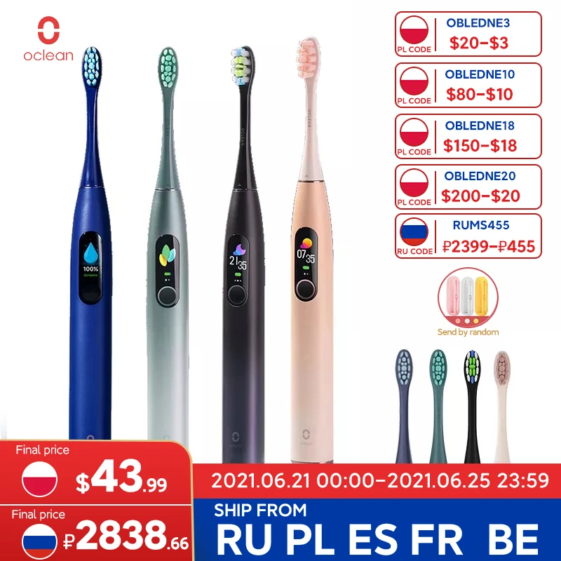 Global Version Oclean X Pro Sonic Electric Toothbrush Sonic Oclean Toothbrush IPX7 Fast Charge App Connect Touch Screen Brush