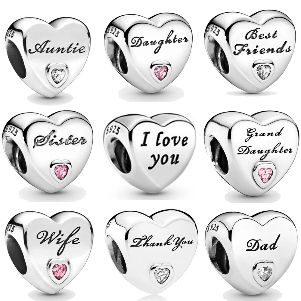 Paylor 2020 серебро Цвет любовь жена папа бусины в виде сердечек очаровательные