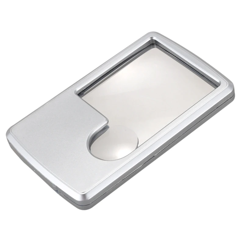 

Silver Tone Shell LED Illuminated Magnifying Glass Pocket Magnifier 3X 6X