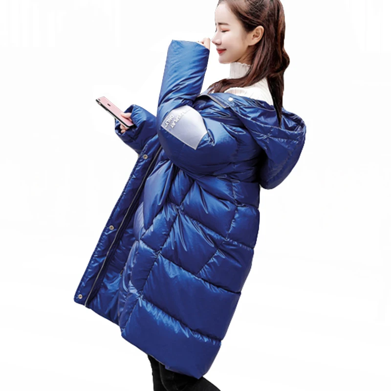 2020 зимнее Новое Модное Длинное пуховое пальто женская куртка с капюшоном