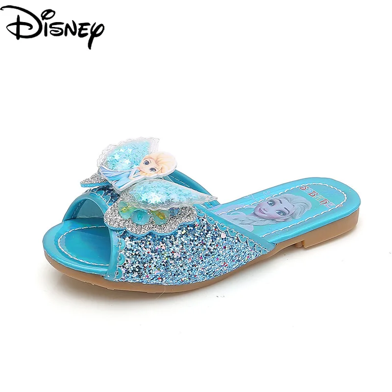 

Original Disney Frozen Aisha Princess Girls Slippers Butterfly Wing Sandals Sequined Slippers Kawaii Shoes