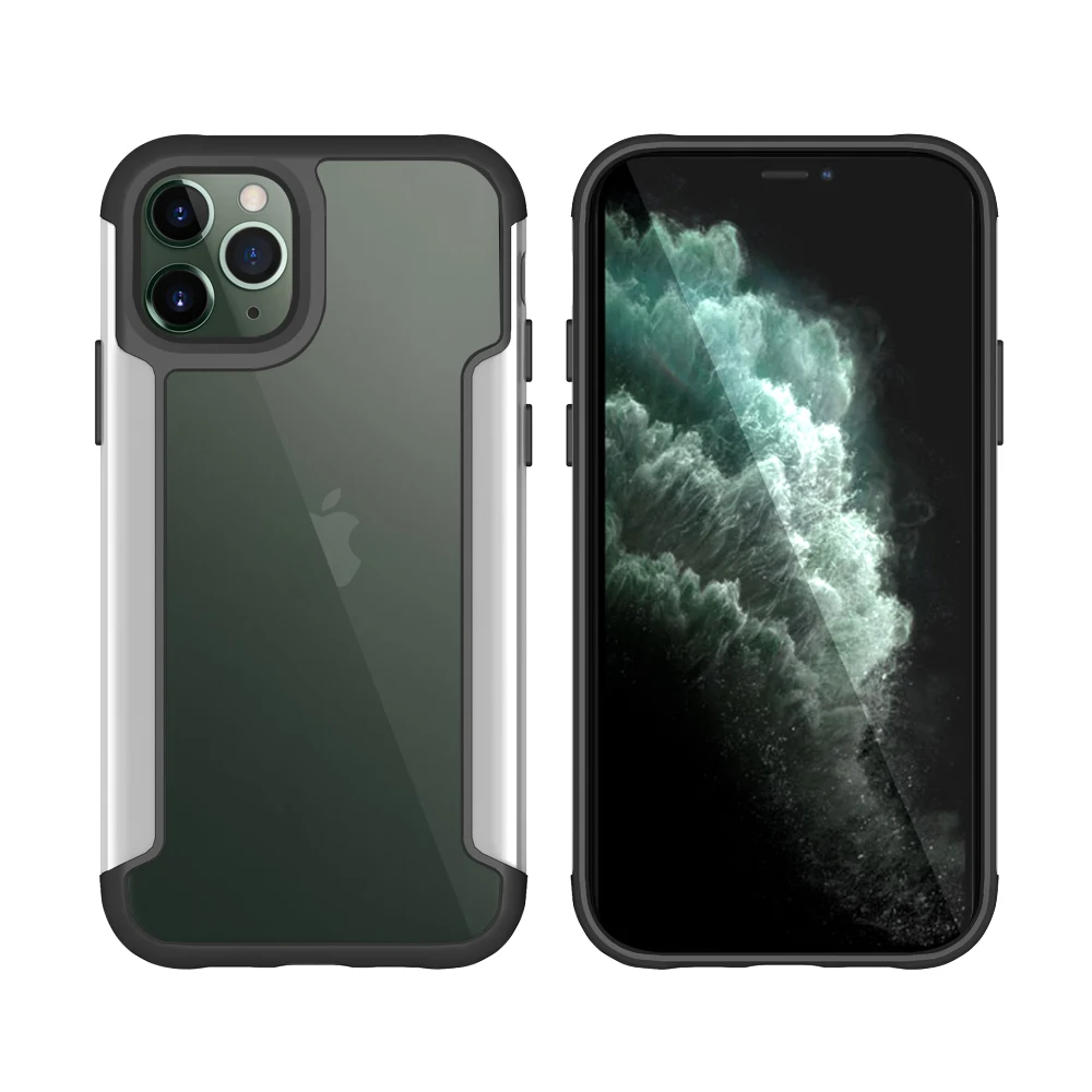 Белый Чехол для iPhone 11 Pro Max, прозрачный металлический чехол с амортизацией углов, устойчивый к царапинам, чехол для беспроводной зарядки s - Цвет: Белый
