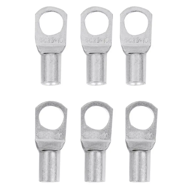 

6 Copper Tube 25Mm X 10Mm Lug Battery Starter Cable Welding Crimp Terminal Ring