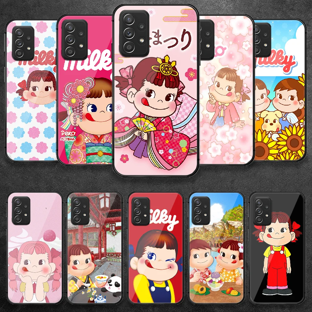 

Fujiya Candy Cartoon Girl Tempered Glass Phone Case Cover For Samsung Galaxy A 10 12 20 E 21 30 32 50 40 51 52 70 71 72 S Tpu