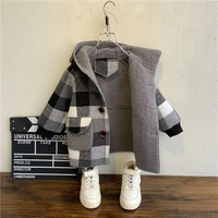 fall winter fleece jackets for boy trench childrens clothing 2 10y hooded warm plaid outerwear windbreaker baby kids coats