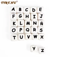 tyry hu 100pcs alphabet silicone beads 12mm bpa free letter beads for pacifier chain diy accessories wooden beads baby teether