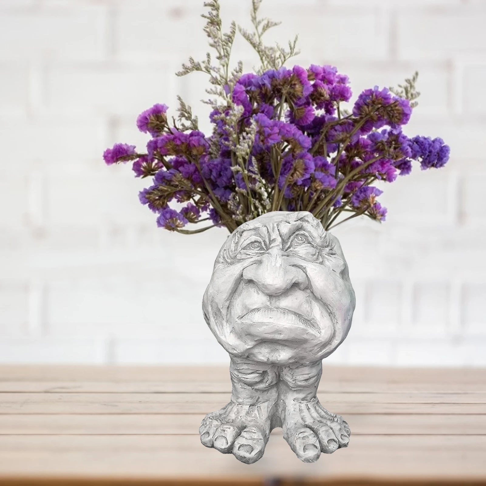 

Muggly The Face Statue Planter Garden Resin Oranment Fignuture Flower Pot Antique White Grumpys Granny Vase Home Outdoor Decor