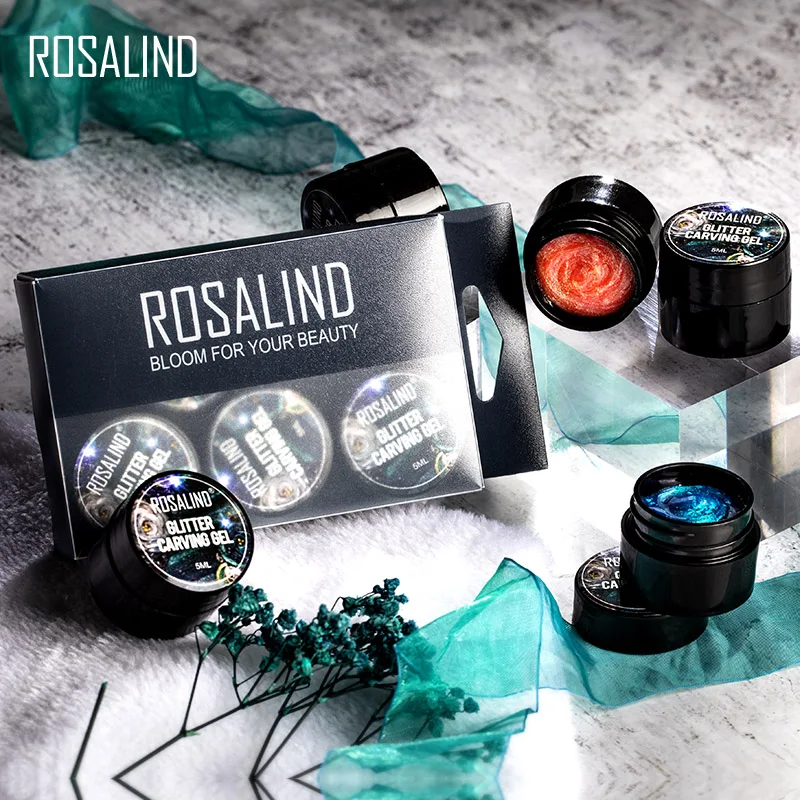 Гель-лак для ногтей ROSALIND с блестками полуперманентный растворимый лак нейл-арта