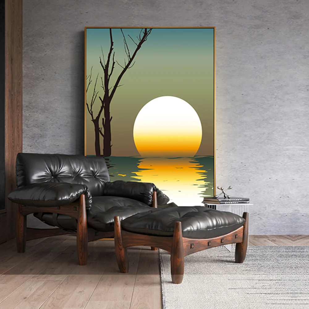 Лидер продаж скандинавский простой закат морской пейзаж настенное искусство