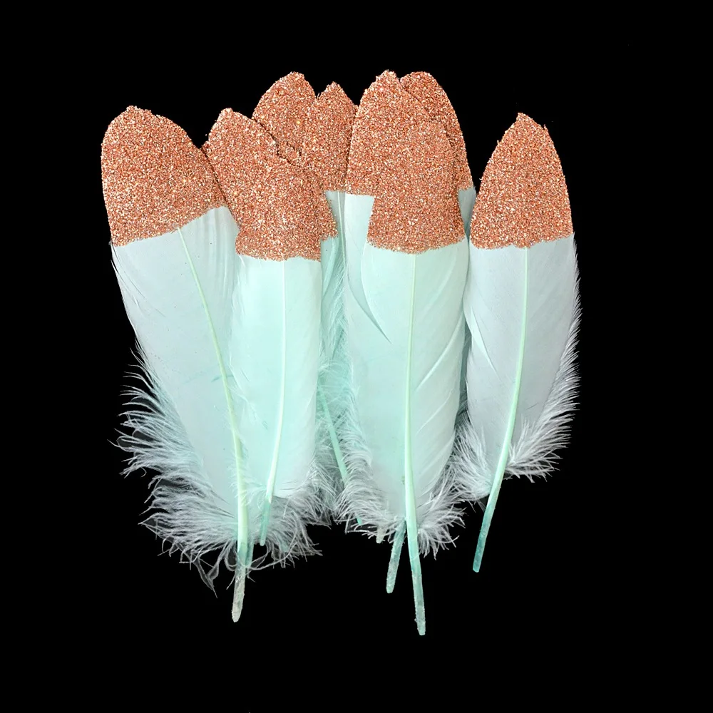 12 шт. Натуральное перо с золотым блеском Настенное подвесное украшение для