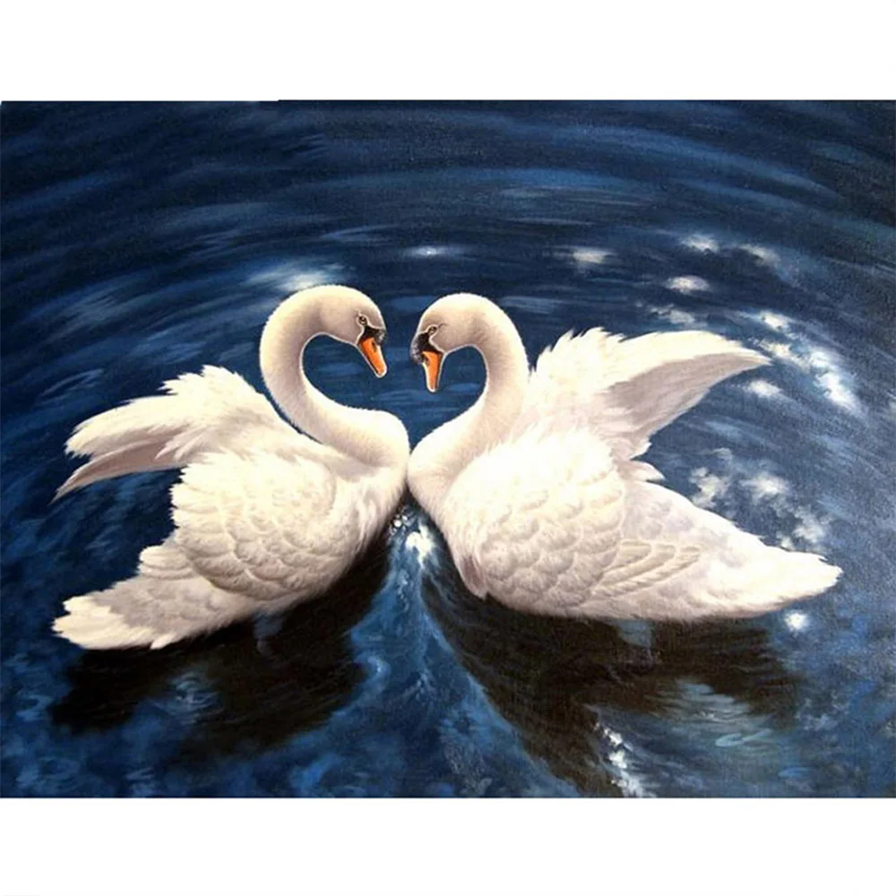 Животное 5D DIY Алмазная вышивка крестиком на рисунке влюбленный Лебедь мозаичная