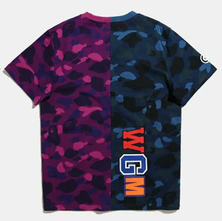 

Bape Camouflage Colorblock Print T-shirt Harajuku Summer Cotton Casual Men Clothing
