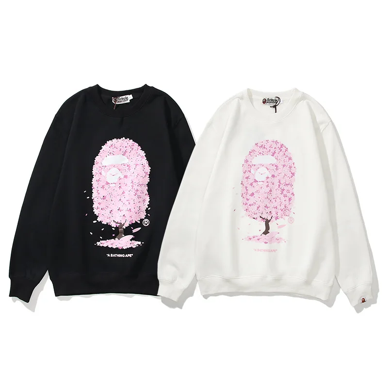 

Толстовка bape с капюшоном от бренда ape-man hericium, с цветочным принтом деревьев, для мужчин и женщин, для пар, бархатный свитер с круглым вырезом, П...