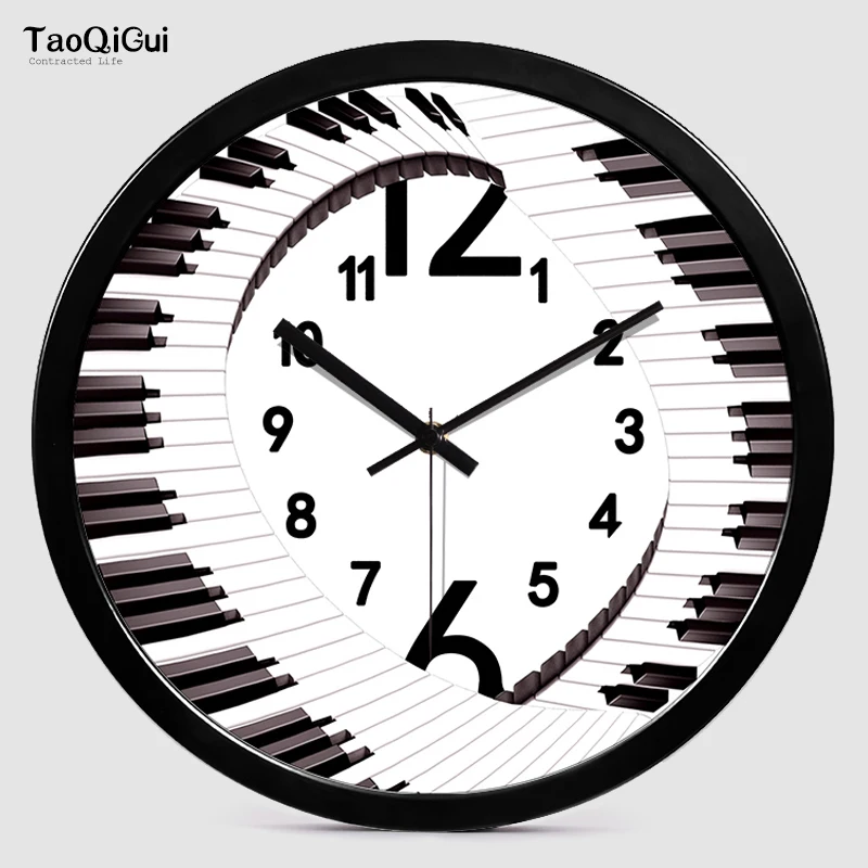 

Music piano silent wall clock simple personality creativity modern living room wall hanging art classroom clock