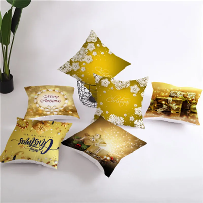 Merry Christmas Pillow Cover Child Personal Cushion cover plain weave Pillowcase 44*44cm for 2021 Xmas Gifts 5z | Дом и сад