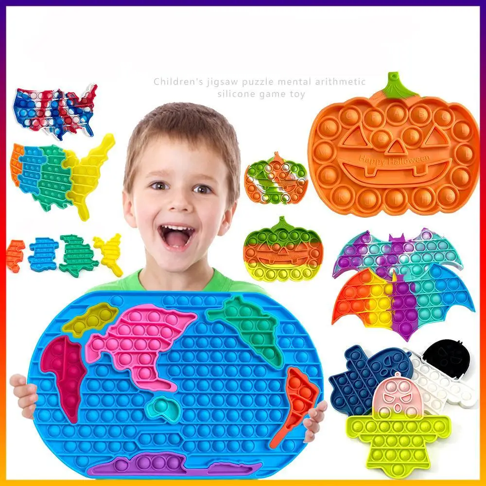 

Big Size 30Cm World Usa Map Adult Fidget Toys Bubble Sensory Spinner Simple Dimple Decompression Kids Children Educational Toy