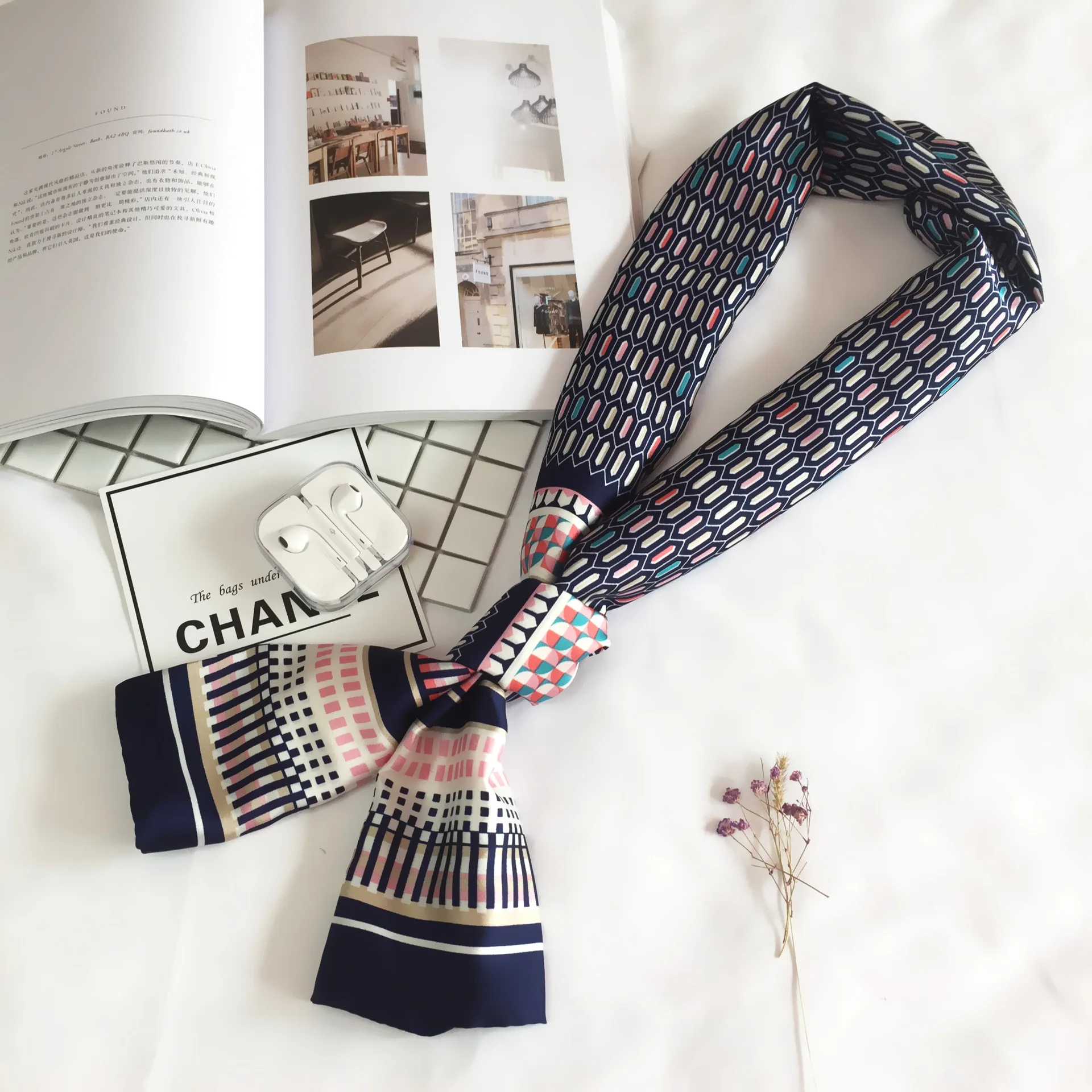 Летние шелковые длинные шарфы в горошек для женщин с двойным принтом элегантный