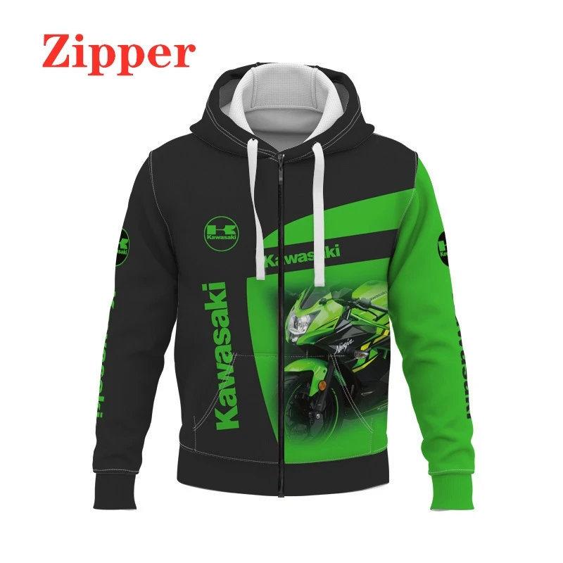 

Kawasaki Motorcycle 3D Digital Print Hoodie Sweatshirt Harajuku High Street Pullover Outdoor Racing Jacket Motocross Clothing