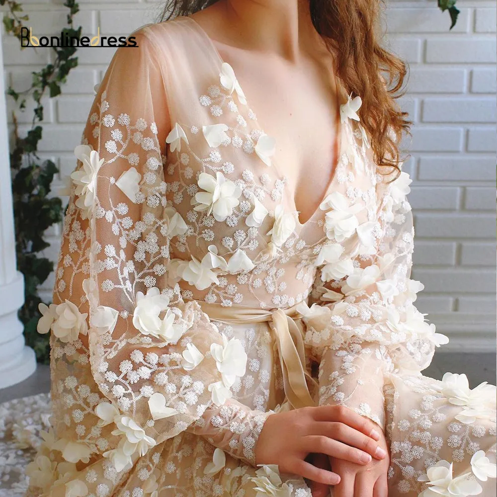 Bbonlinedress платье для выпускного Шампань Тюлевое вечернее с длинным рукавом и