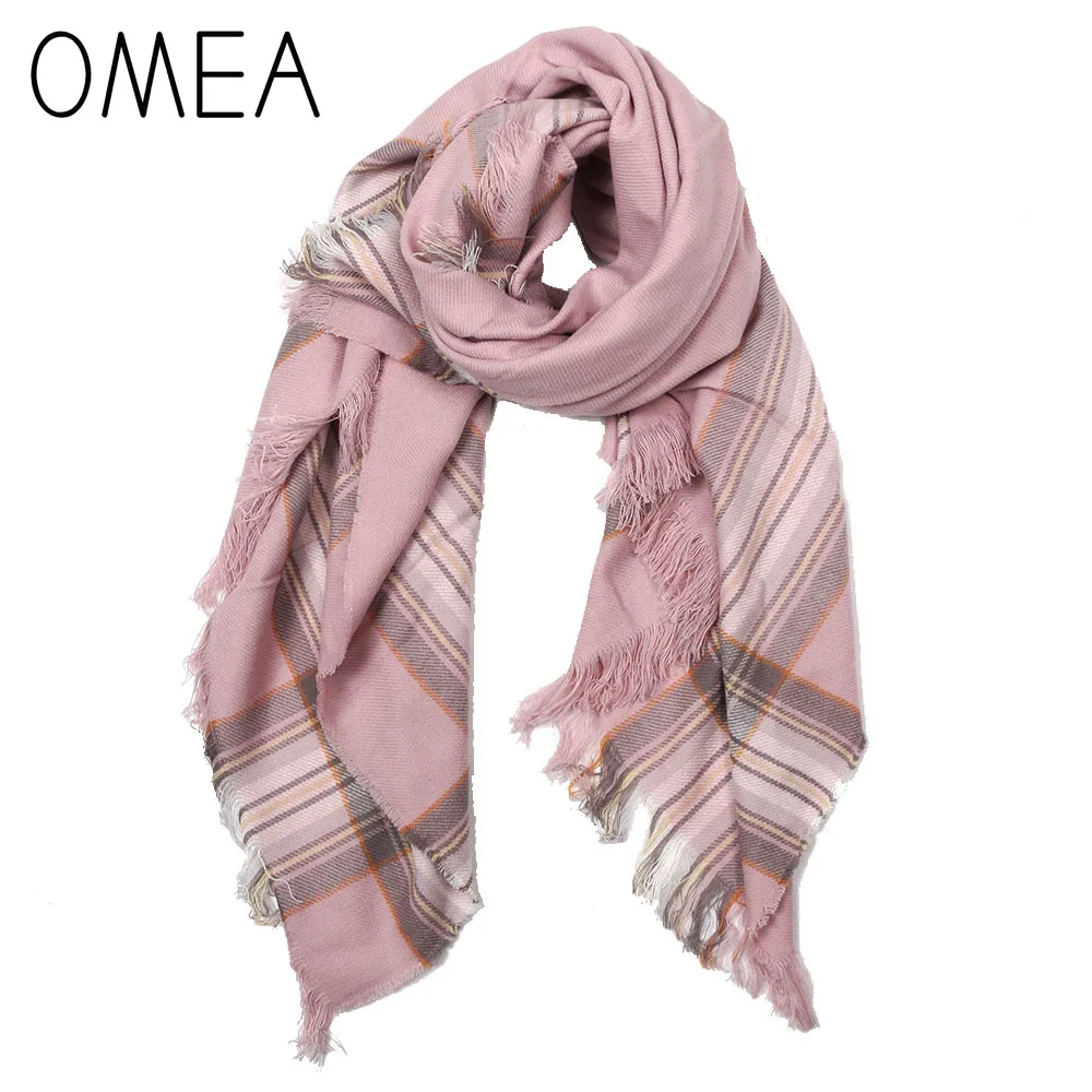 OMEA зимний аксессуар шарф женский квадратный плед платок на голову кашемировое