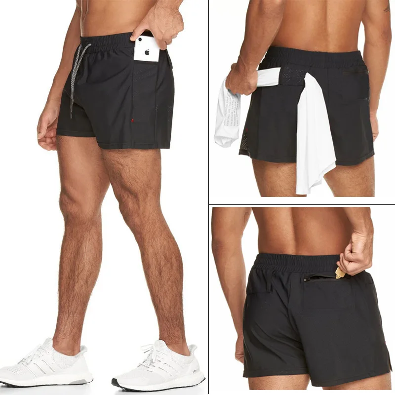 

2021 new Summer sports and fitness shorts men's marathon running training shorts three-point beach pants plus size street wear