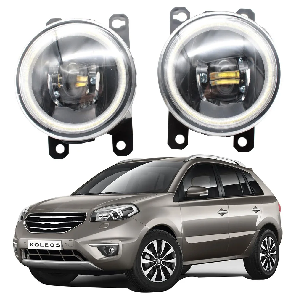 

Pair LED Fog Lights Lamp Cut-Line Lens for Renault Koleos 2012 2013 2014 2015 QM5 H45 Led Angel Eye DRL Daytime Running Lights
