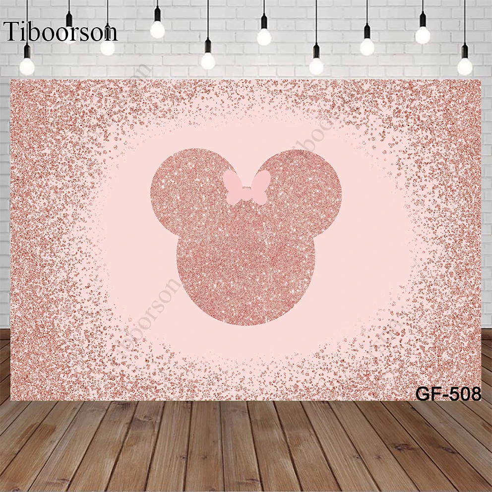

Pink Mouse Head Bokeh Backdrops Boy 1 St Birthday Party Cartoon Background Newborn Baby Shower Photo Banner Poster Wallpaper