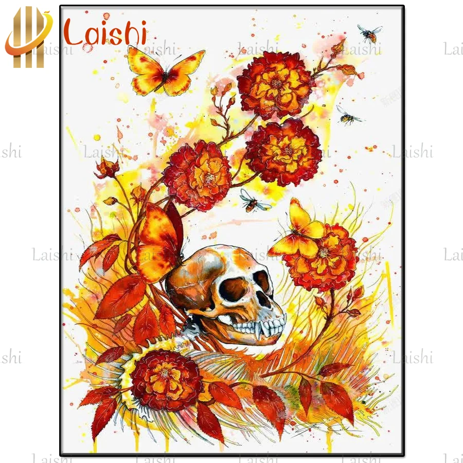 

Diamond Embroidery Butterflies, flowers and skulls 5D Cross Stitch Diamond Painting Rhinestone Full Square round Diamond Mosaic