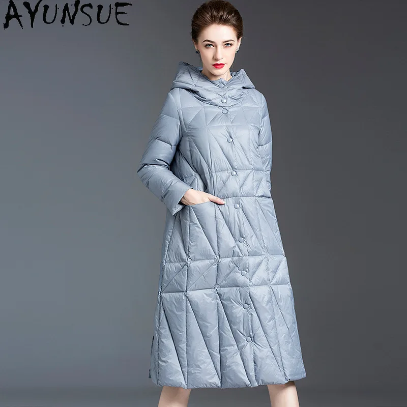 

AYUNSUE White Duck Down Jacket Women 2020 Winter Coat Women Hooded Long Warm Puffer Jackets for Women Fashion Parka 20305 KJ5873