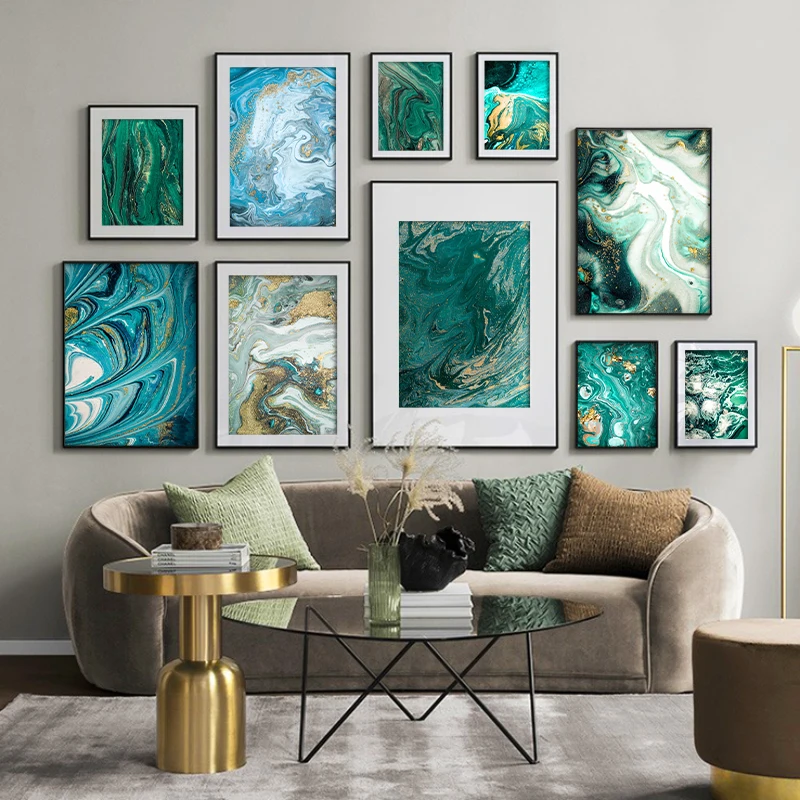 

Minimalist Abstract Wall Poster Modern Style Canvas Print Green Blue Texture Painting Contemporary Art Room Decoration Picture