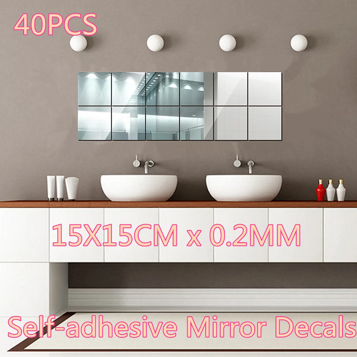 40PCS 3D Mirror Wall Sticker Acrylic Wallpaper Acrylic Wall Stickers Beautiful Acrylic Fashion Home Decor Removable WallPaper