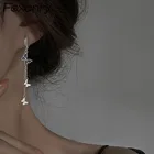 Женские серьги FOXANRY из серебра 925 пробы, со сверкающими бабочками и кисточками