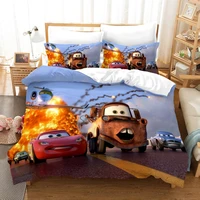 disney lightning mcqueen cars bed linens 3d bedding set single size boys duvet quilt cover child home decor bedclothes cartoon
