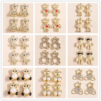 4pcs lovely imitation pearl bear crystal bear charms for earrings bracelet making accessories diy jewelry necklaces pendants