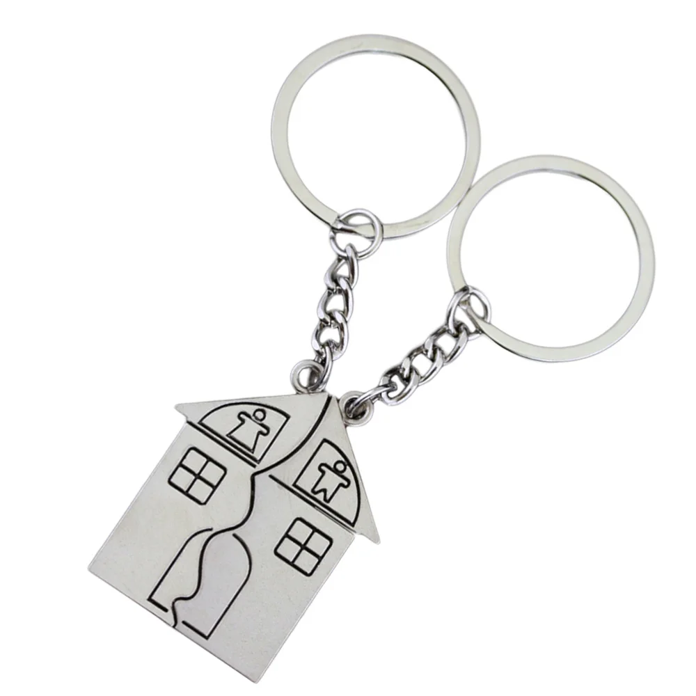 

2PCS Couple House Keychains Set Alloy Plating Personality Creative Key Rings Jewelry Decor Gift for Men and