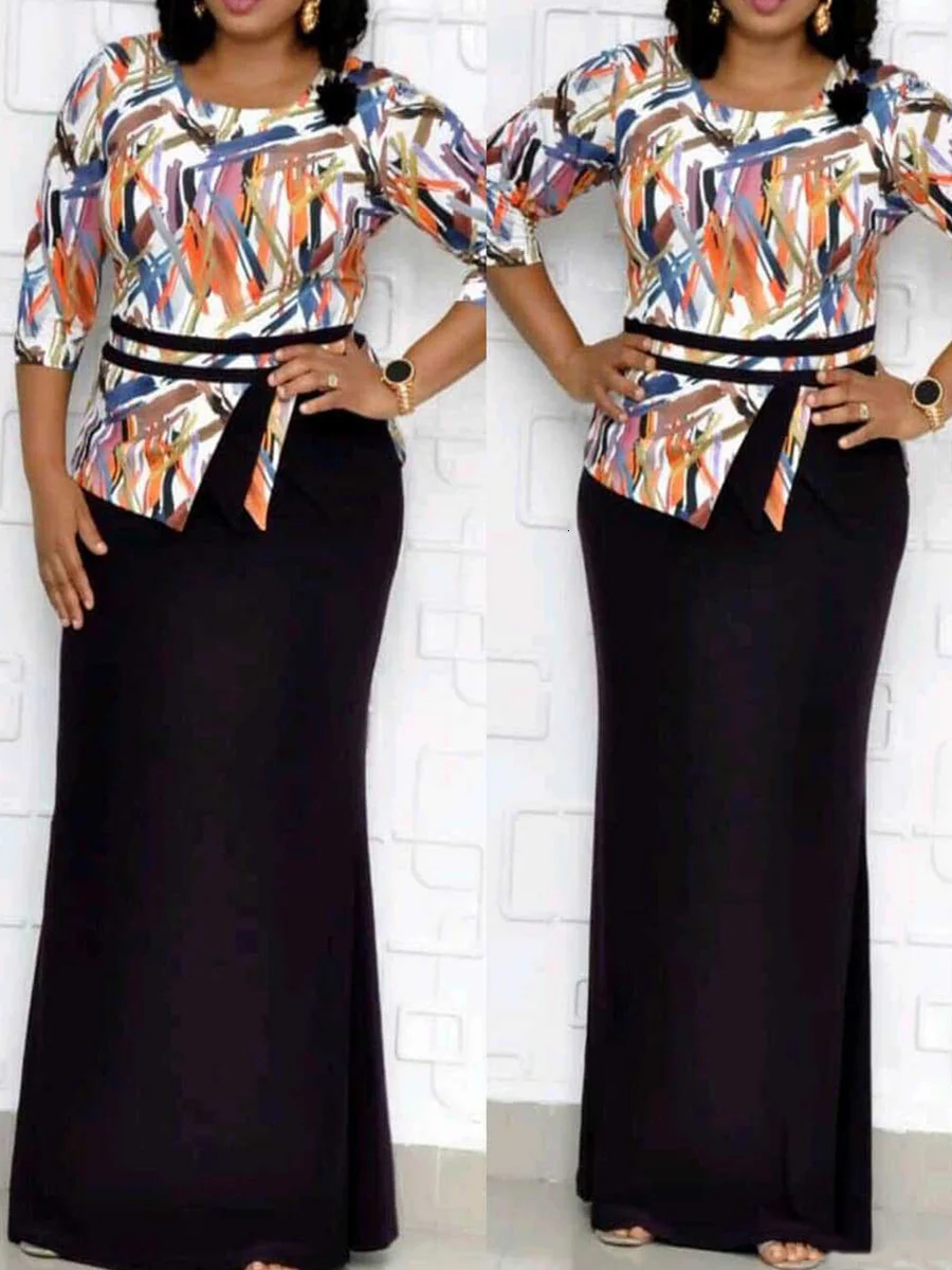 Длинное вечернее платье в африканском стиле для мамы большие размеры 4XL