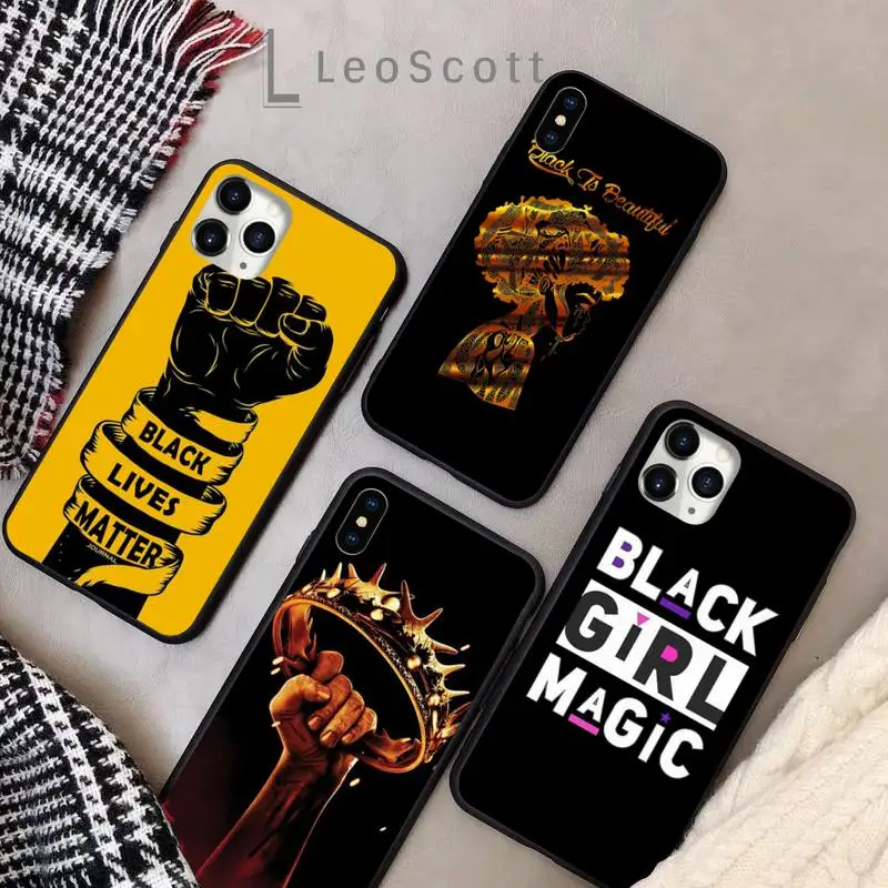 

Black Girl Magic Melanin Poppin Queen Phone Case for iPhone 11 12 pro XS MAX 8 7 6 6S Plus X 5S SE 2020 XR Soft Silicone Shell