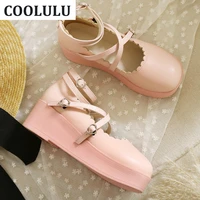 coolulu cross mary janes wedges heel for women shoes platform strappy pumps closed toe ladies buckle lolita pumps shoes